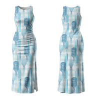 Aloha Hawaii Vintage Kahili Pa'a Lima Family Matching Tank Maxi Dress and Hawaiian Shirt Palaka Print Oceanic Turquoise