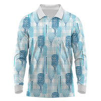 Aloha Hawaii Vintage Kahili Pa'a Lima Long Sleeve Polo Shirt Palaka Print Oceanic Turquoise