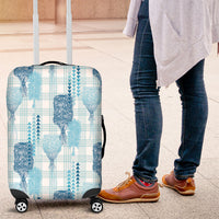 Aloha Hawaii Vintage Kahili Pa'a Lima Luggage Cover Palaka Print Oceanic Turquoise