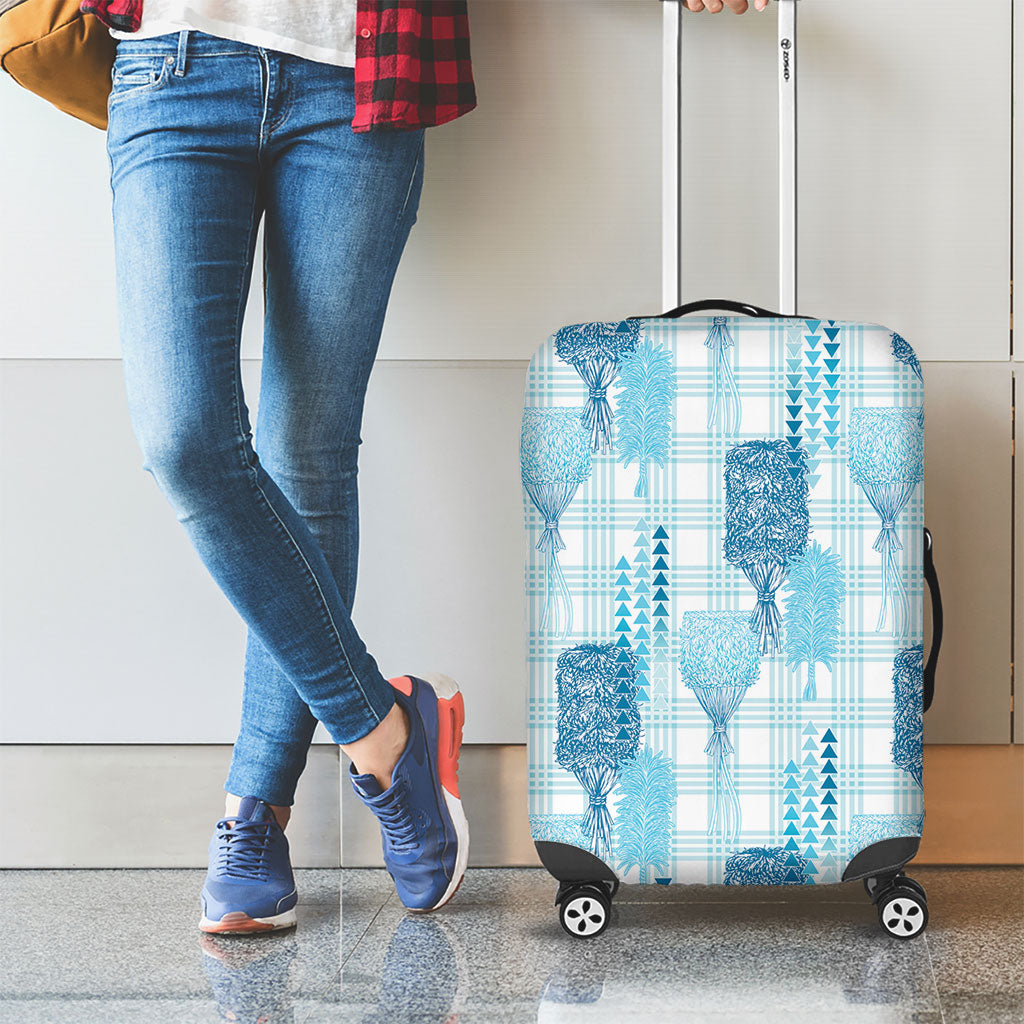Aloha Hawaii Vintage Kahili Pa'a Lima Luggage Cover Palaka Print Oceanic Turquoise