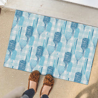 Aloha Hawaii Vintage Kahili Pa'a Lima Rubber Doormat Palaka Print Oceanic Turquoise