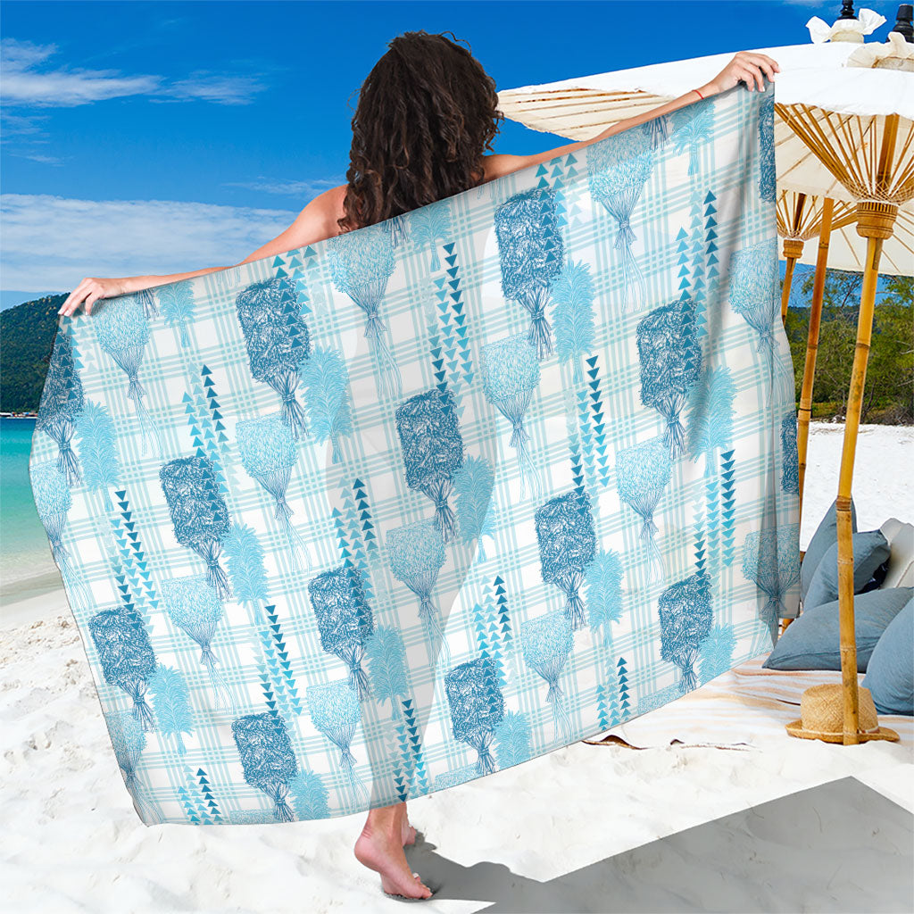 Aloha Hawaii Vintage Kahili Pa'a Lima Sarong Palaka Print Oceanic Turquoise LT7 One Size 44 x 66 inches Turquoise - Polynesian Pride