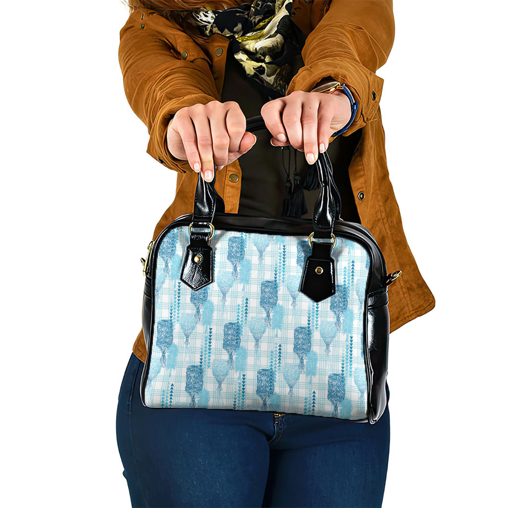 Aloha Hawaii Vintage Kahili Pa'a Lima Shoulder Handbag Palaka Print Oceanic Turquoise