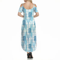 Aloha Hawaii Vintage Kahili Pa'a Lima Summer Maxi Dress Palaka Print Oceanic Turquoise
