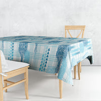 Aloha Hawaii Vintage Kahili Pa'a Lima Tablecloth Palaka Print Oceanic Turquoise