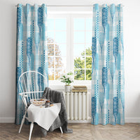 Aloha Hawaii Vintage Kahili Pa'a Lima Window Curtain Palaka Print Oceanic Turquoise