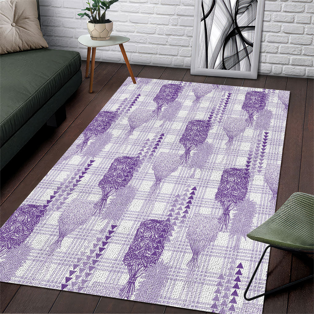 Aloha Hawaii Vintage Kahili Pa'a Lima Area Rug Palaka Print Pastel Lavender LT7 Lavender - Polynesian Pride