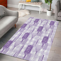 Aloha Hawaii Vintage Kahili Pa'a Lima Area Rug Palaka Print Pastel Lavender