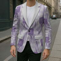 Aloha Hawaii Vintage Kahili Pa'a Lima Blazer Palaka Print Pastel Lavender