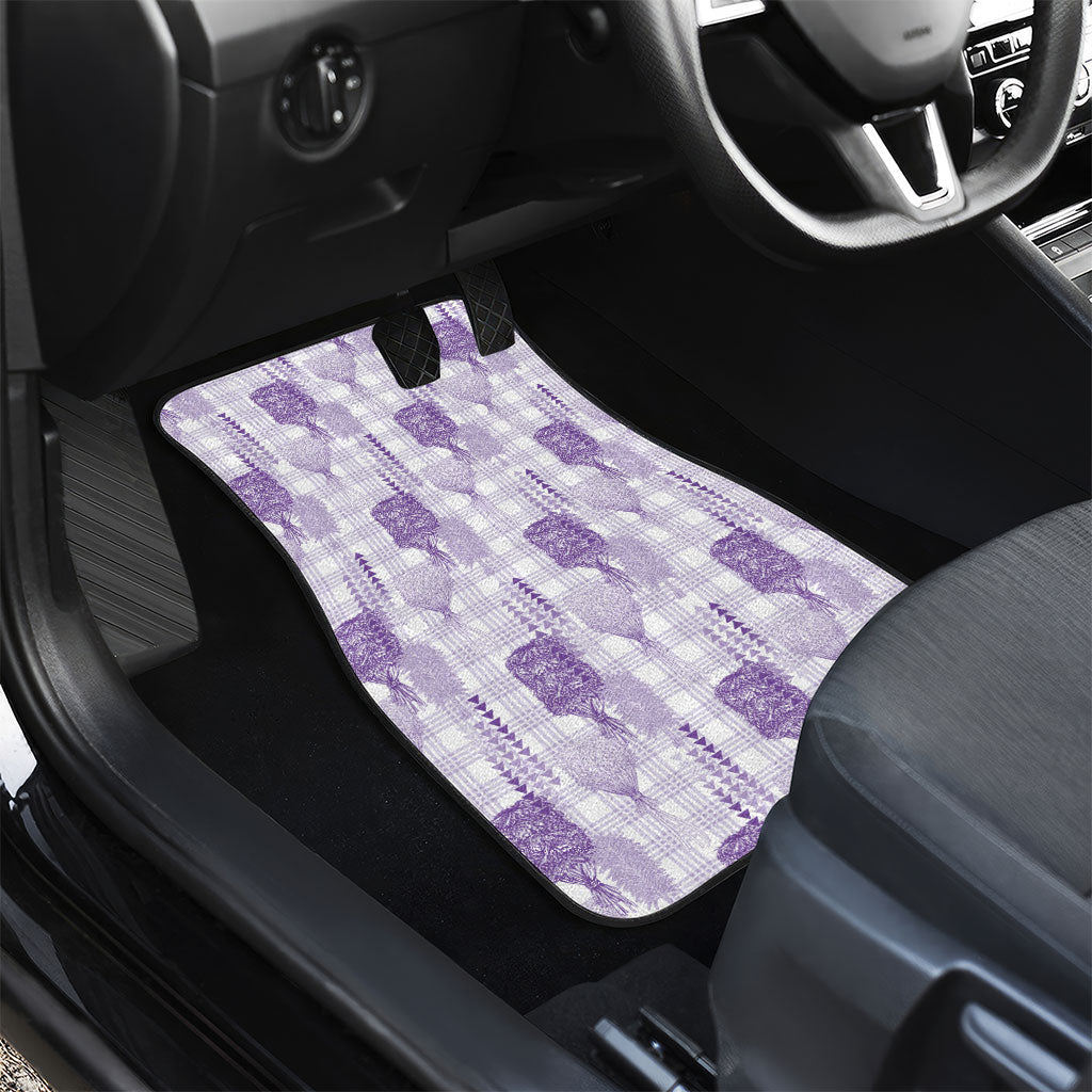 Aloha Hawaii Vintage Kahili Pa'a Lima Car Mats Palaka Print Pastel Lavender