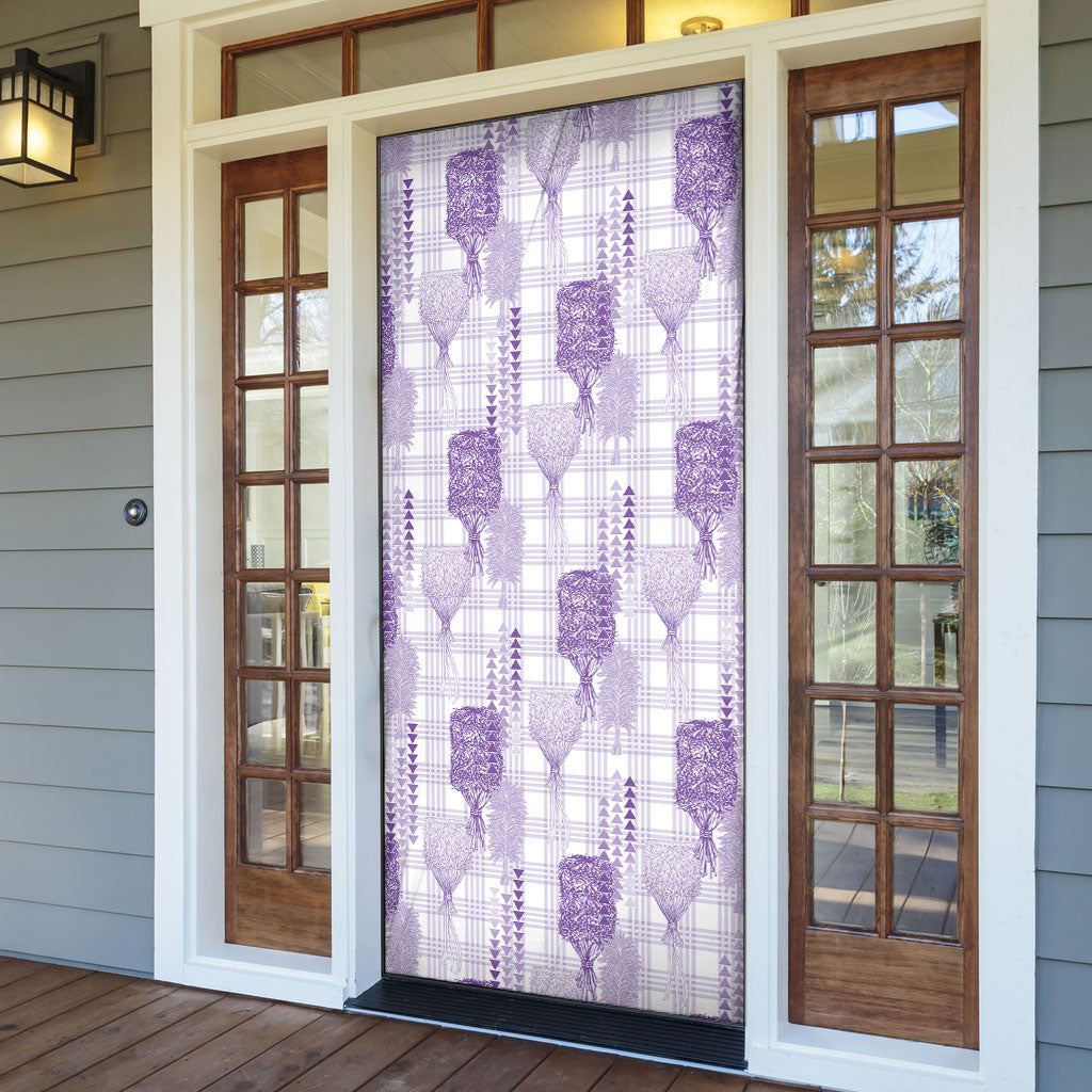 Aloha Hawaii Vintage Kahili Pa'a Lima Door Cover Palaka Print Pastel Lavender