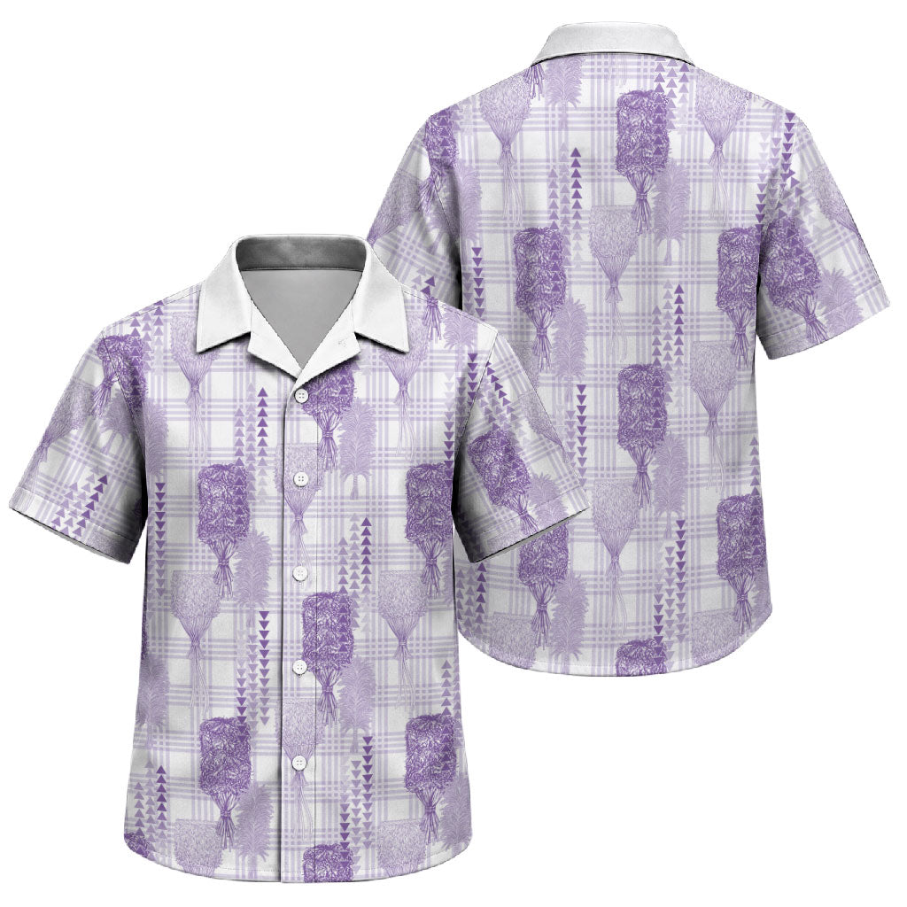 Aloha Hawaii Vintage Kahili Pa'a Lima Family Matching Mermaid Dress and Hawaiian Shirt Palaka Print Pastel Lavender