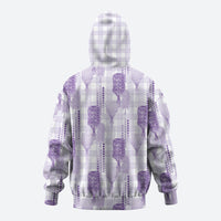 Aloha Hawaii Vintage Kahili Pa'a Lima Hoodie Palaka Print Pastel Lavender