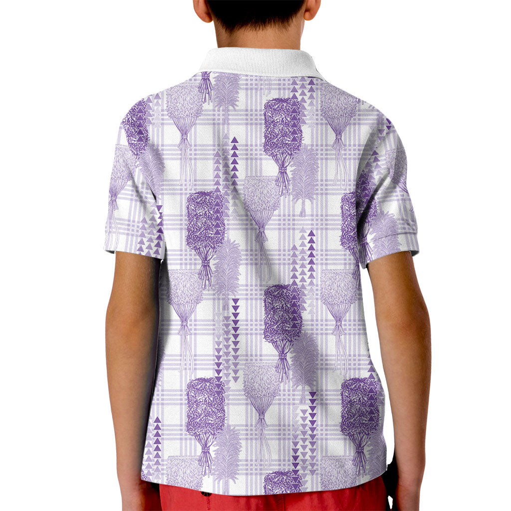 Aloha Hawaii Vintage Kahili Pa'a Lima Kid Polo Shirt Palaka Print Pastel Lavender