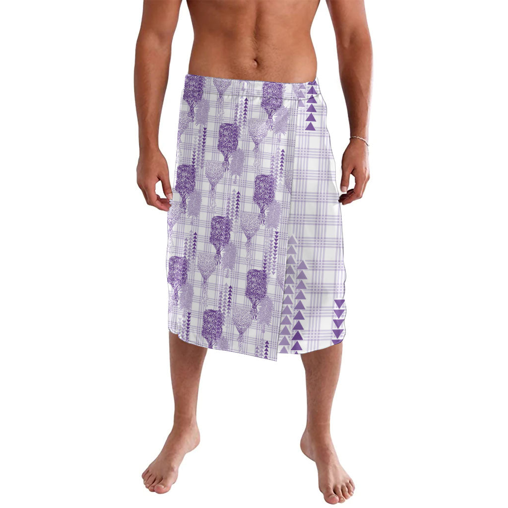 Aloha Hawaii Vintage Kahili Pa'a Lima Lavalava Palaka Print Pastel Lavender