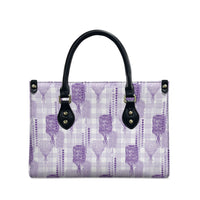 Aloha Hawaii Vintage Kahili Pa'a Lima Leather Bag Palaka Print Pastel Lavender