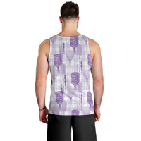Aloha Hawaii Vintage Kahili Pa'a Lima Men Tank Top Palaka Print Pastel Lavender