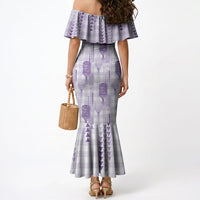 Aloha Hawaii Vintage Kahili Pa'a Lima Mermaid Dress Palaka Print Pastel Lavender