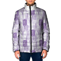 Aloha Hawaii Vintage Kahili Pa'a Lima Padded Jacket Palaka Print Pastel Lavender