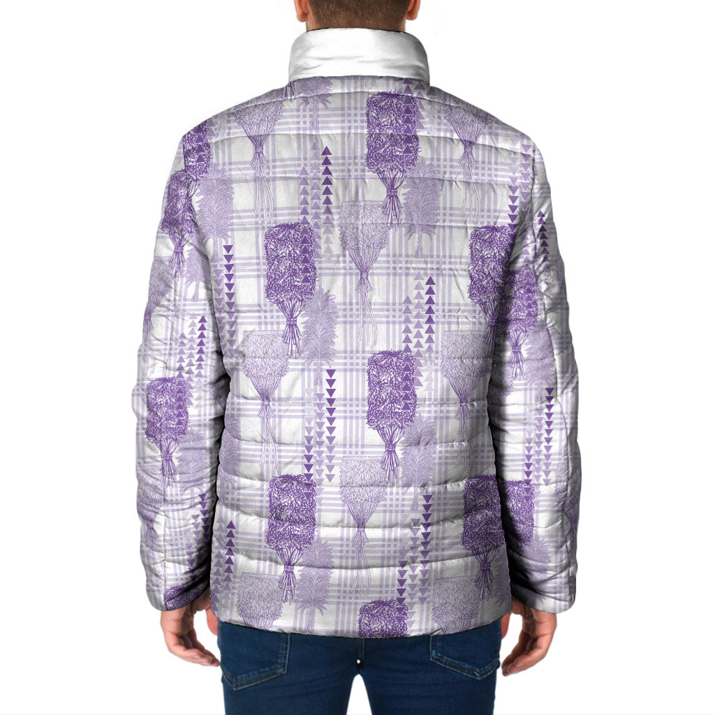 Aloha Hawaii Vintage Kahili Pa'a Lima Padded Jacket Palaka Print Pastel Lavender