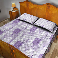 Aloha Hawaii Vintage Kahili Pa'a Lima Quilt Bed Set Palaka Print Pastel Lavender