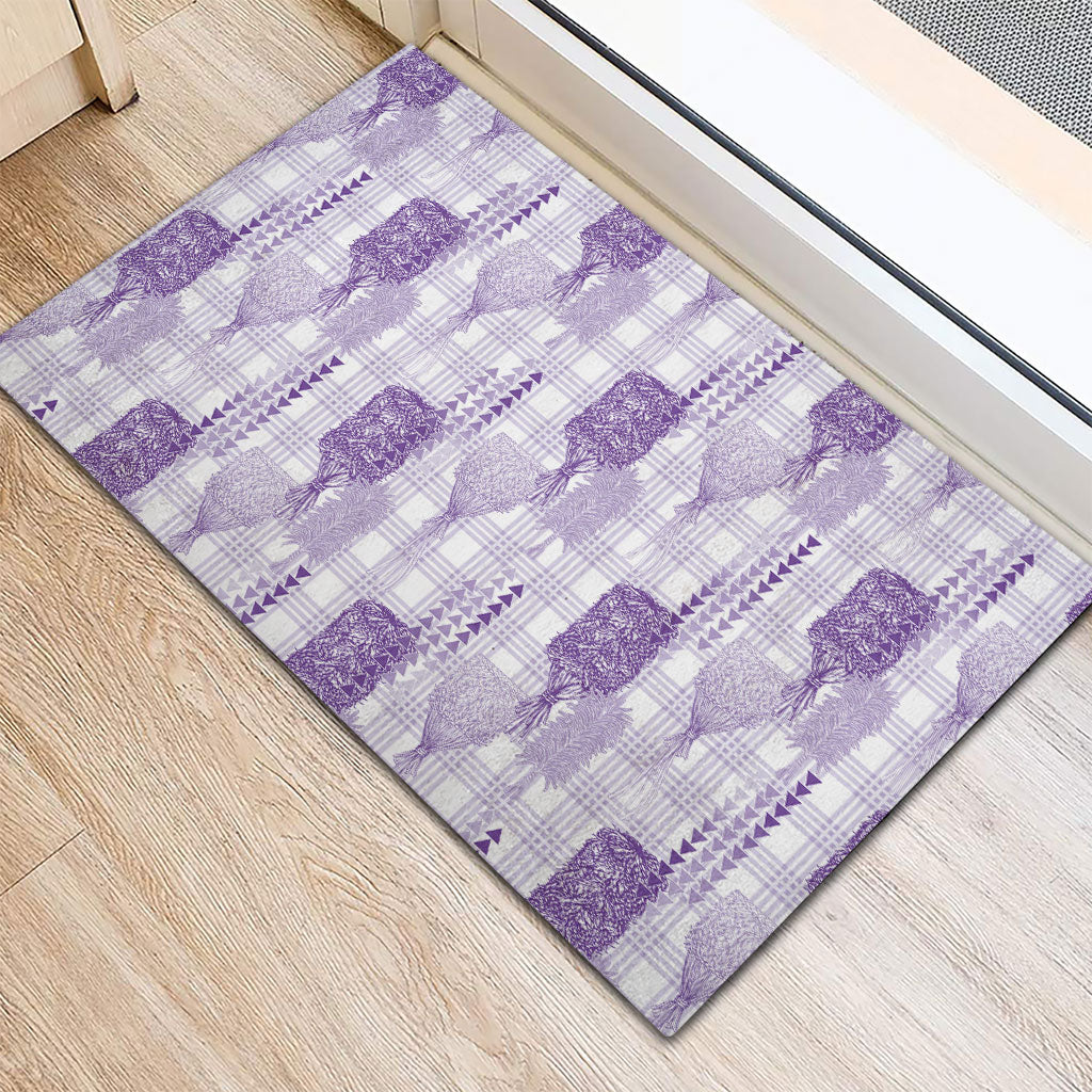 Aloha Hawaii Vintage Kahili Pa'a Lima Rubber Doormat Palaka Print Pastel Lavender