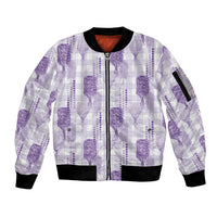 Aloha Hawaii Vintage Kahili Pa'a Lima Sleeve Zip Bomber Jacket Palaka Print Pastel Lavender