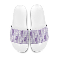 Aloha Hawaii Vintage Kahili Pa'a Lima Slide Sandals Palaka Print Pastel Lavender