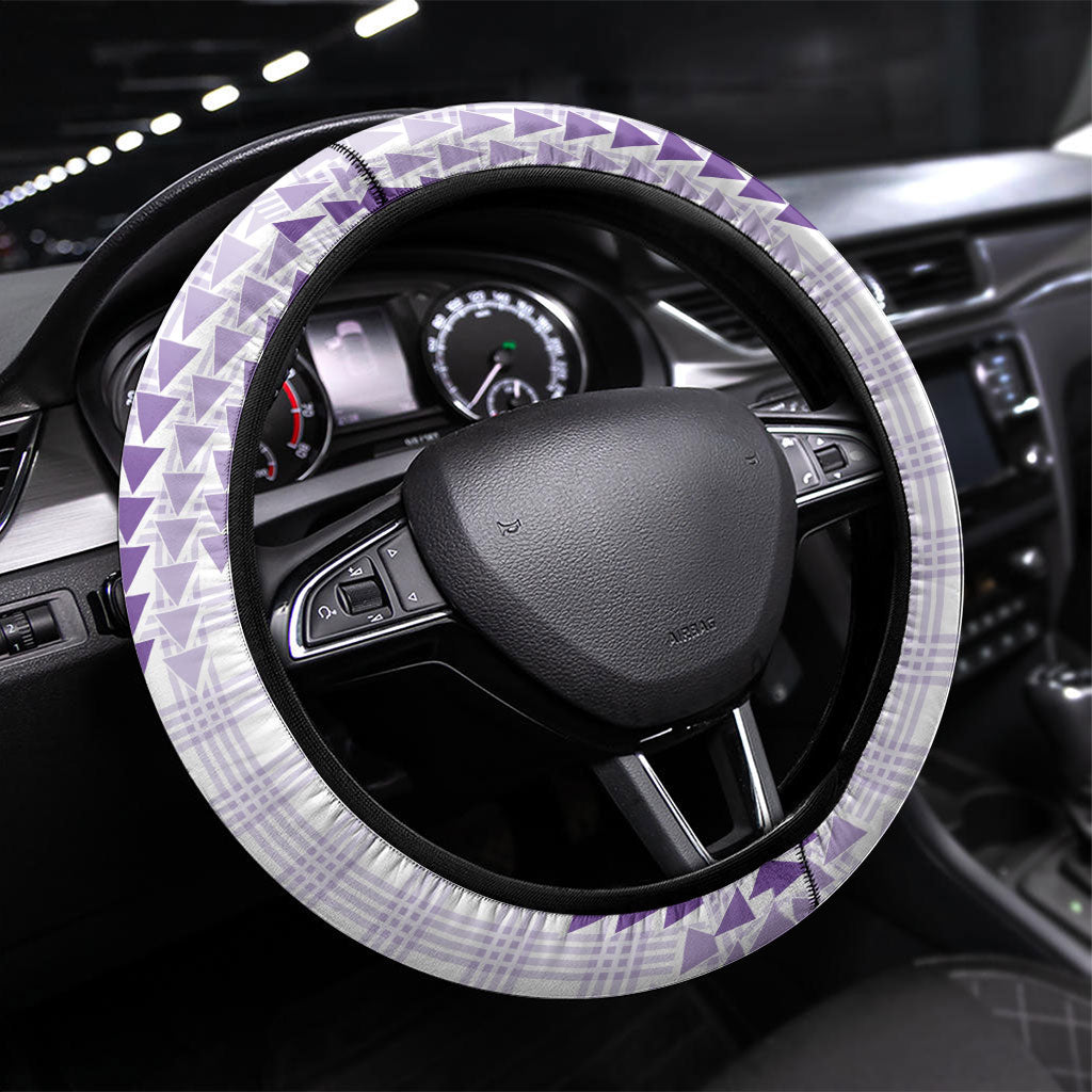 Aloha Hawaii Vintage Kahili Pa'a Lima Steering Wheel Cover Palaka Print Pastel Lavender