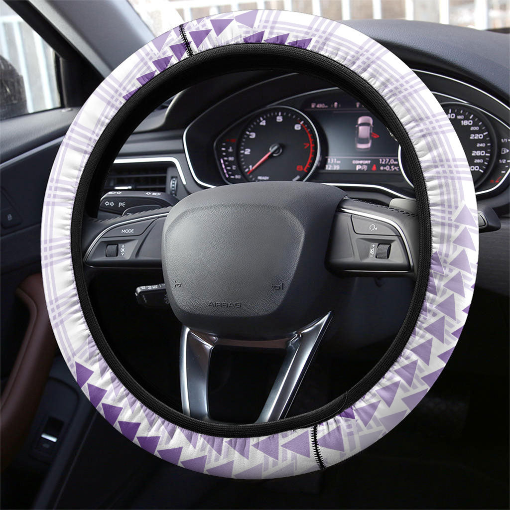 Aloha Hawaii Vintage Kahili Pa'a Lima Steering Wheel Cover Palaka Print Pastel Lavender
