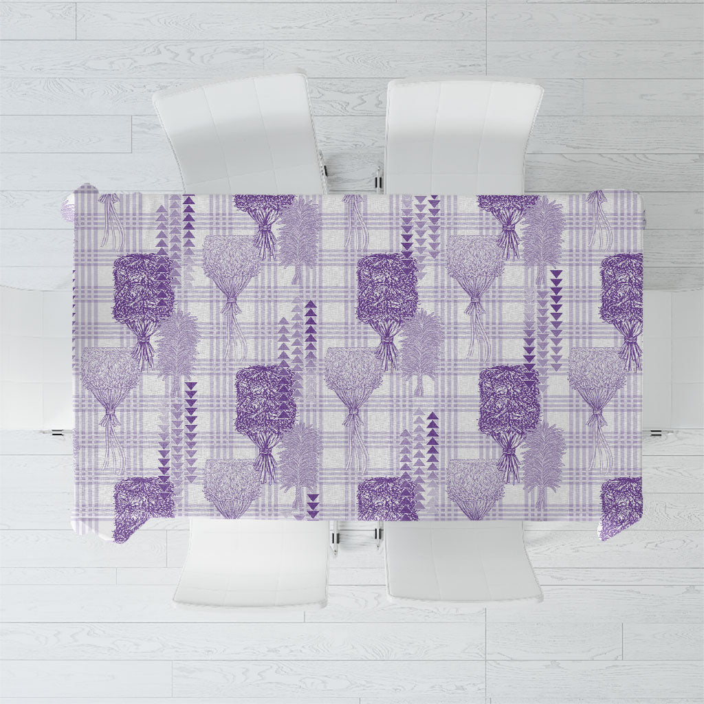 Aloha Hawaii Vintage Kahili Pa'a Lima Tablecloth Palaka Print Pastel Lavender