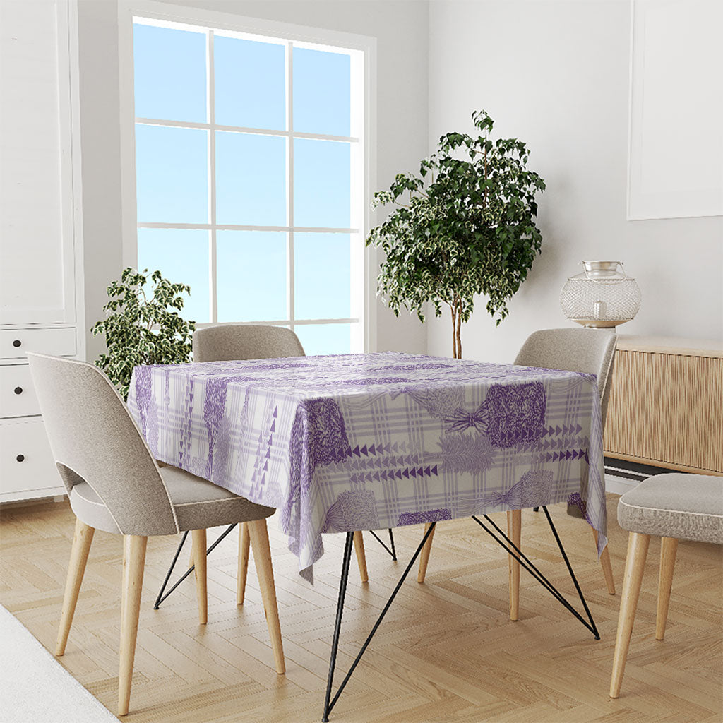 Aloha Hawaii Vintage Kahili Pa'a Lima Tablecloth Palaka Print Pastel Lavender