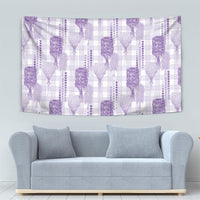 Aloha Hawaii Vintage Kahili Pa'a Lima Tapestry Palaka Print Pastel Lavender