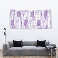 Aloha Hawaii Vintage Kahili Pa'a Lima Tapestry Palaka Print Pastel Lavender