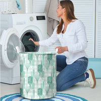 Aloha Hawaii Vintage Kahili Pa'a Lima Laundry Basket Palaka Print Mossy Teal