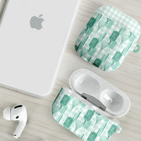 Aloha Hawaii Vintage Kahili Pa'a Lima AirPods Case Palaka Print Mossy Teal