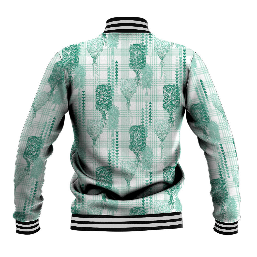 Aloha Hawaii Vintage Kahili Pa'a Lima Baseball Jacket Palaka Print Mossy Teal