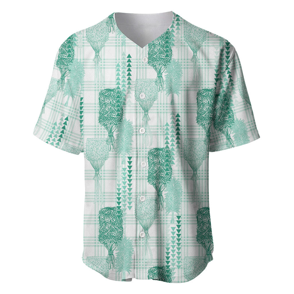 Aloha Hawaii Vintage Kahili Pa'a Lima Baseball Jersey Palaka Print Mossy Teal LT7 Mossy Teal - Polynesian Pride