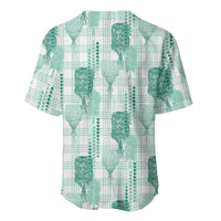 Aloha Hawaii Vintage Kahili Pa'a Lima Baseball Jersey Palaka Print Mossy Teal
