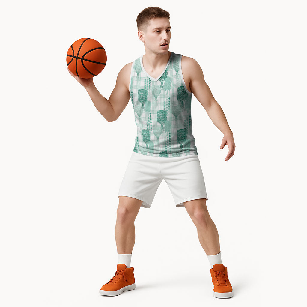 Aloha Hawaii Vintage Kahili Pa'a Lima Basketball Jersey Palaka Print Mossy Teal