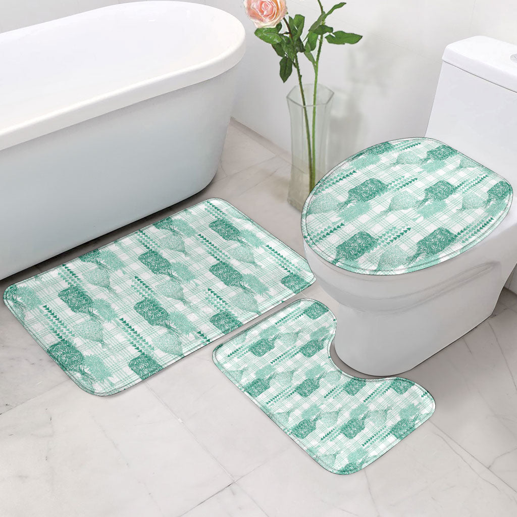Aloha Hawaii Vintage Kahili Pa'a Lima Bathroom Set Palaka Print Mossy Teal