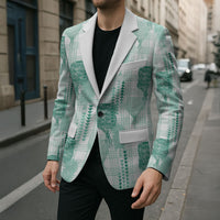 Aloha Hawaii Vintage Kahili Pa'a Lima Blazer Palaka Print Mossy Teal