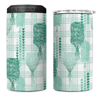 Aloha Hawaii Vintage Kahili Pa'a Lima 4 in 1 Can Cooler Tumbler Palaka Print Mossy Teal