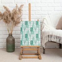 Aloha Hawaii Vintage Kahili Pa'a Lima Canvas Wall Art Palaka Print Mossy Teal