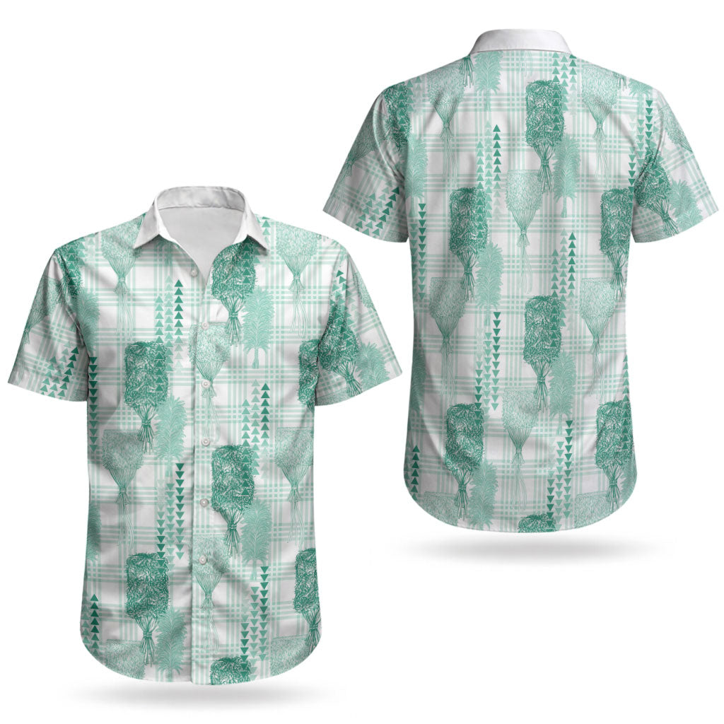 Aloha Hawaii Vintage Kahili Pa'a Lima Couples Matching Long Sleeve Bodycon Dress and Hawaiian Shirt Palaka Print Mossy Teal