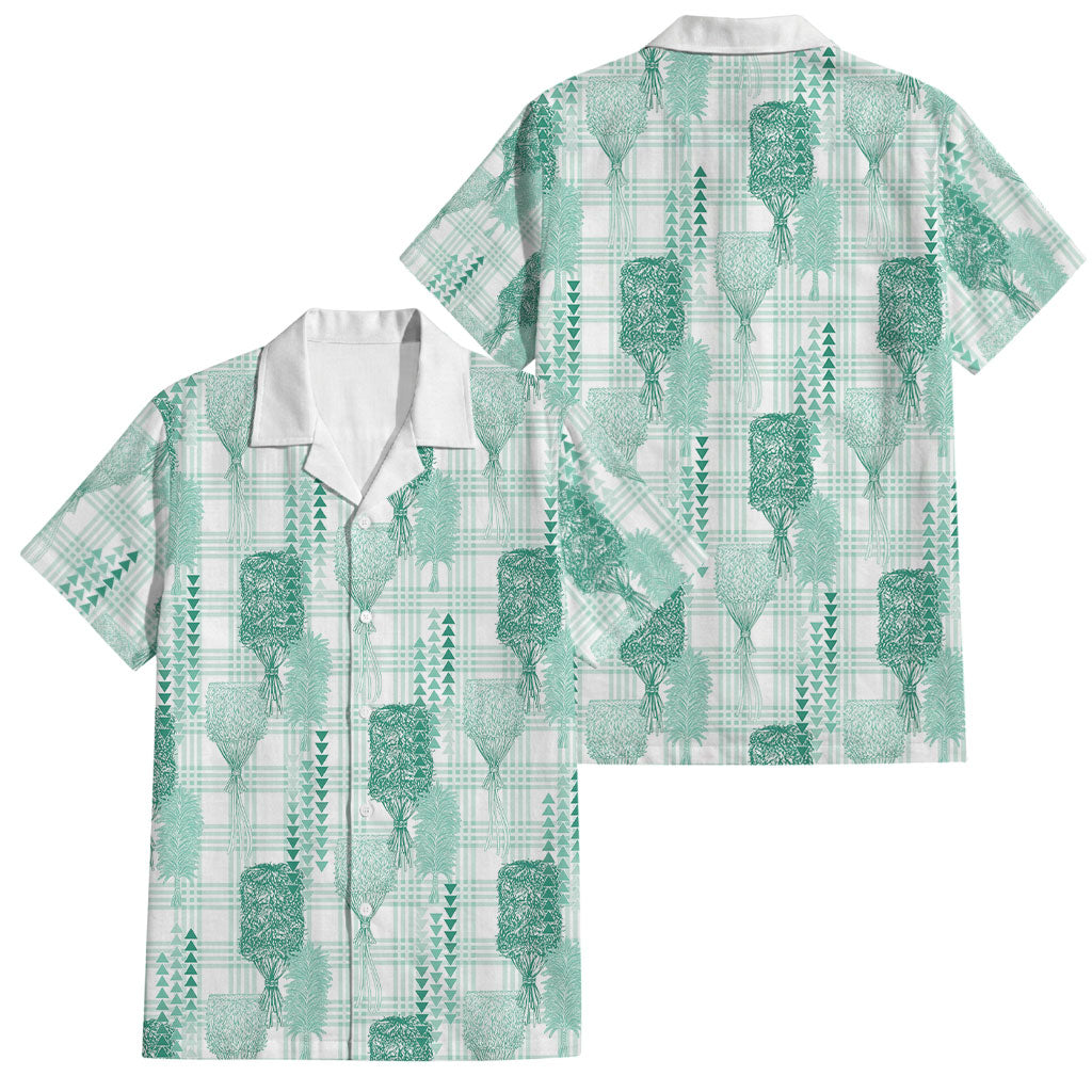 Aloha Hawaii Vintage Kahili Pa'a Lima Family Matching Summer Maxi Dress and Hawaiian Shirt Palaka Print Mossy Teal