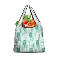 Aloha Hawaii Vintage Kahili Pa'a Lima Grocery Bag Palaka Print Mossy Teal