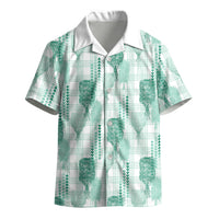 Aloha Hawaii Vintage Kahili Pa'a Lima Kid Hawaiian Shirt Palaka Print Mossy Teal