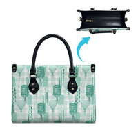 Aloha Hawaii Vintage Kahili Pa'a Lima Leather Bag Palaka Print Mossy Teal