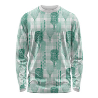 Aloha Hawaii Vintage Kahili Pa'a Lima Long Sleeve Shirt Palaka Print Mossy Teal